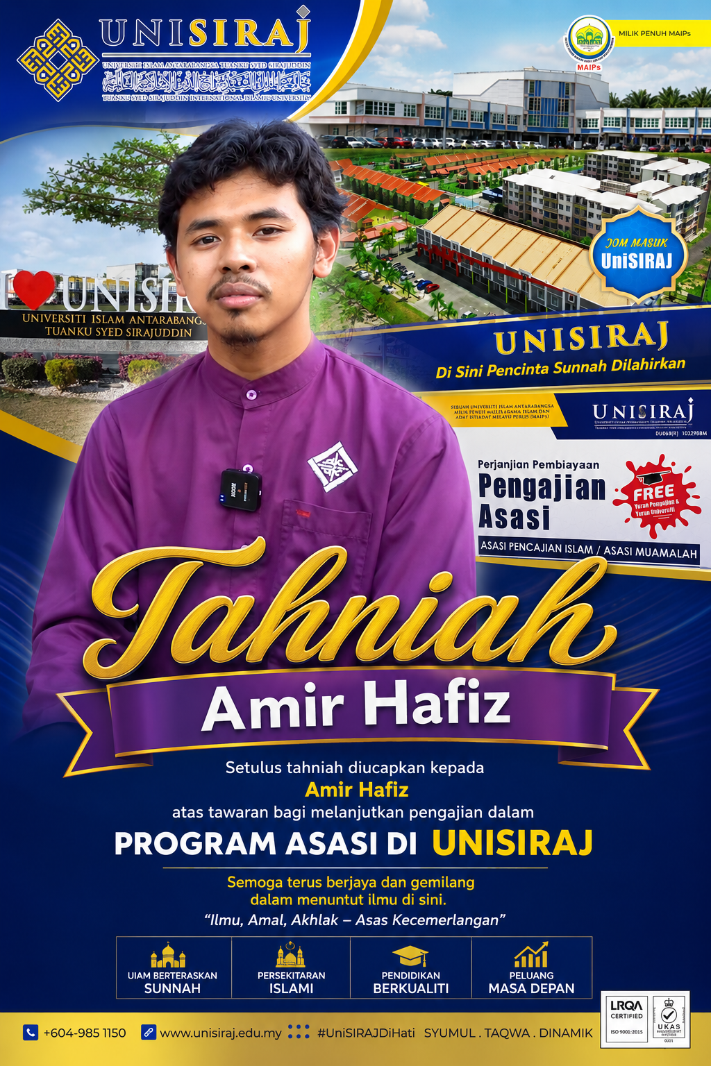 UNISIRAJ Tahniah Amir Hafiz